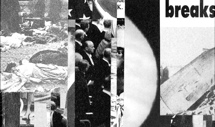 Black and white photo-colllage.